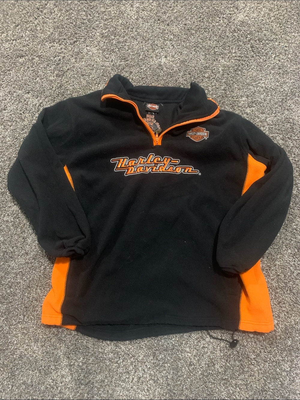 Harley-Davidson Black and Orange Fleece Pullover with Logo Patch